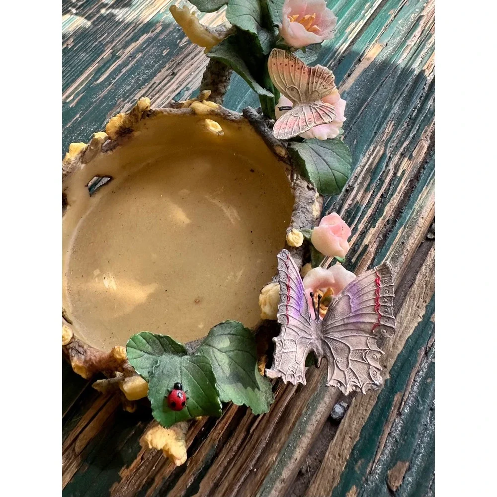 Home Interiors & Gifts Butterfly Retreat Candle Holder‎ Floral Ladybug 11629-04